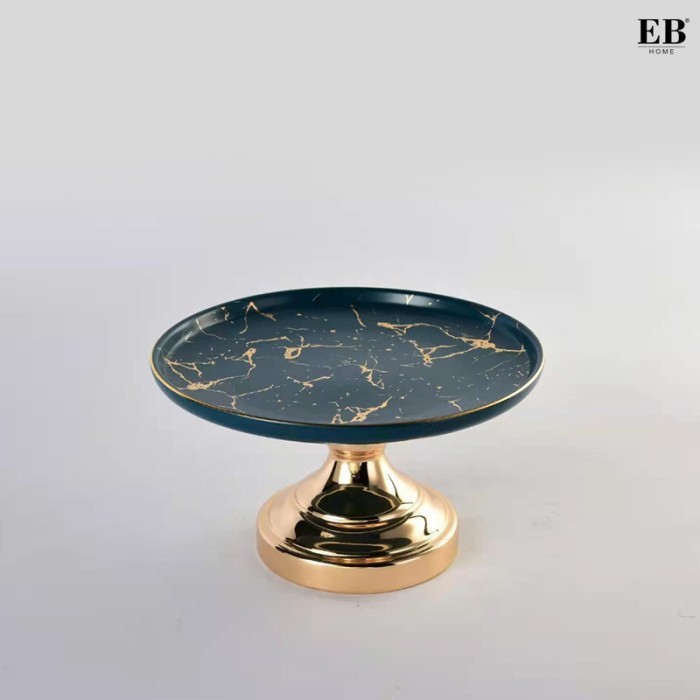 Nordic Tray Black Gold Marble Nampan Saji Marmer Mewah Cake Stand