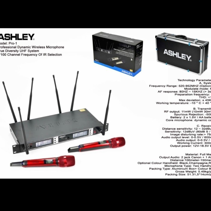MIC ASHLEY PRO 1 MICROPHONE WIRELESS HIGH QUALITY ASHLEY PRO 1