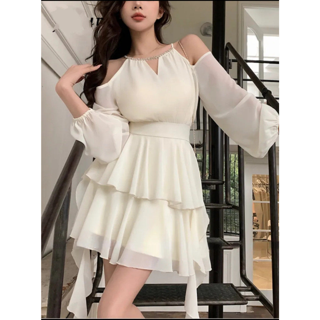 COD 2024  [Dress mutiara] DRESS WANITA BROKAT PESTA NATAL KOREAN STYLE KONDANGAN MODERN KEKINIAN ELE