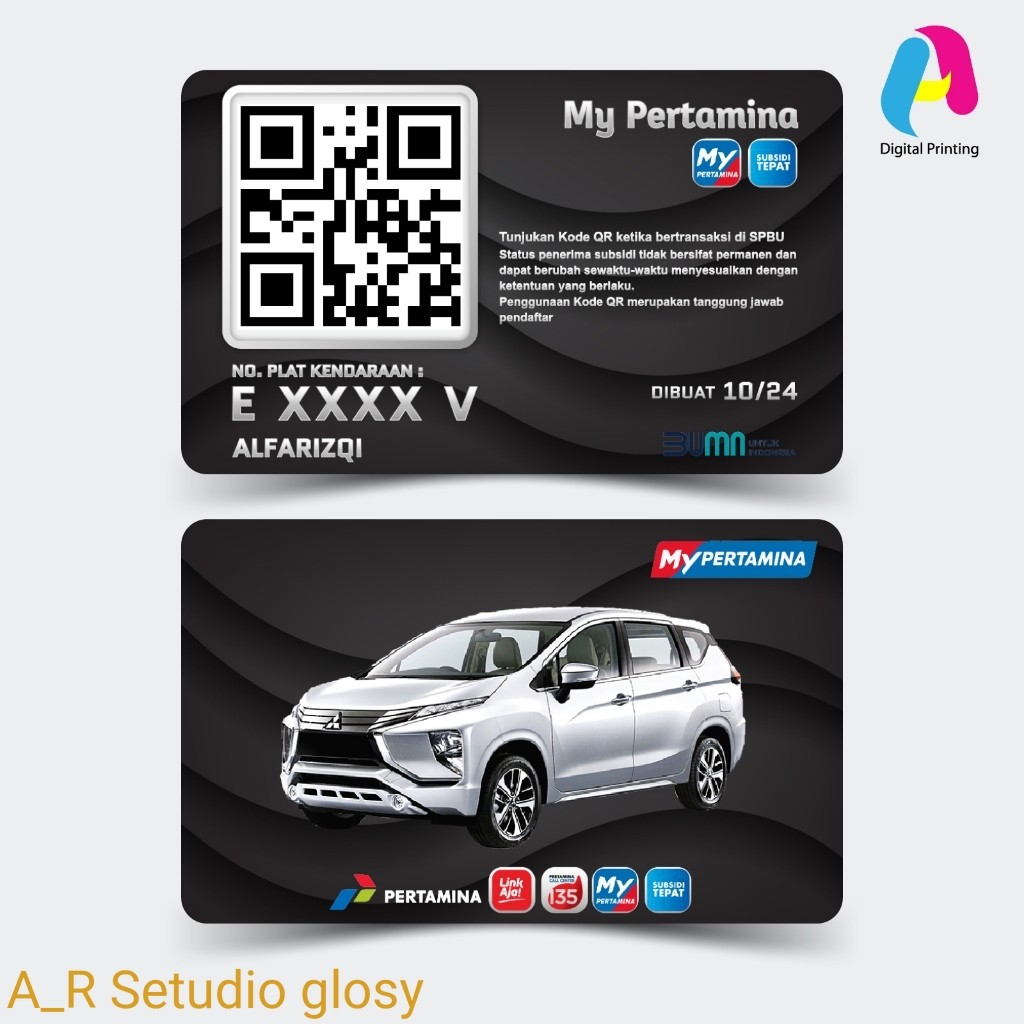 

Cetak Kartu My Pertamina Premium Black Costum Foto Bahan Tebal PVC 0,96mm Anti Pudar Satu Hari Jadi