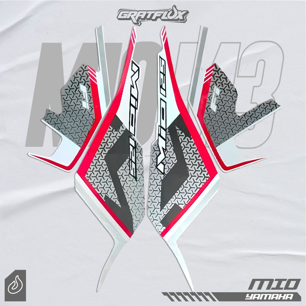 Striping Stiker Motor YAMAHA Mio M3 2022 merah body full putih standar berkualitas