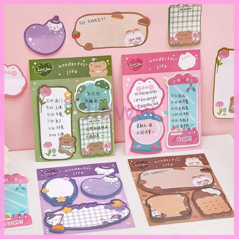 

Jiawei Sticky note kartun/(60 lembar) Memopad Warna 3 in 1 Wonderful Life