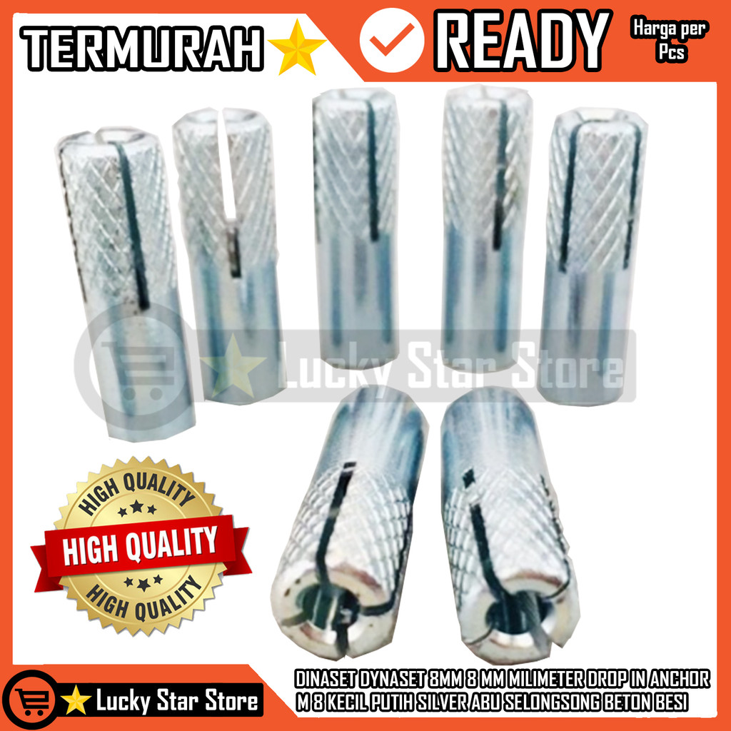 Drop In Anchor M8 Dynaset Dinaset 8mm 8 Mm Milimeter Mur Mini Kecil Silver Putih Abu Selongsong Beto