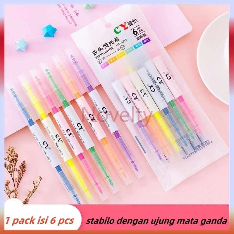 

Novelty stabilo/stabilo warna warni/ stabilo 6warna /1set stabilo isi 6pcs dengan warna berbeda