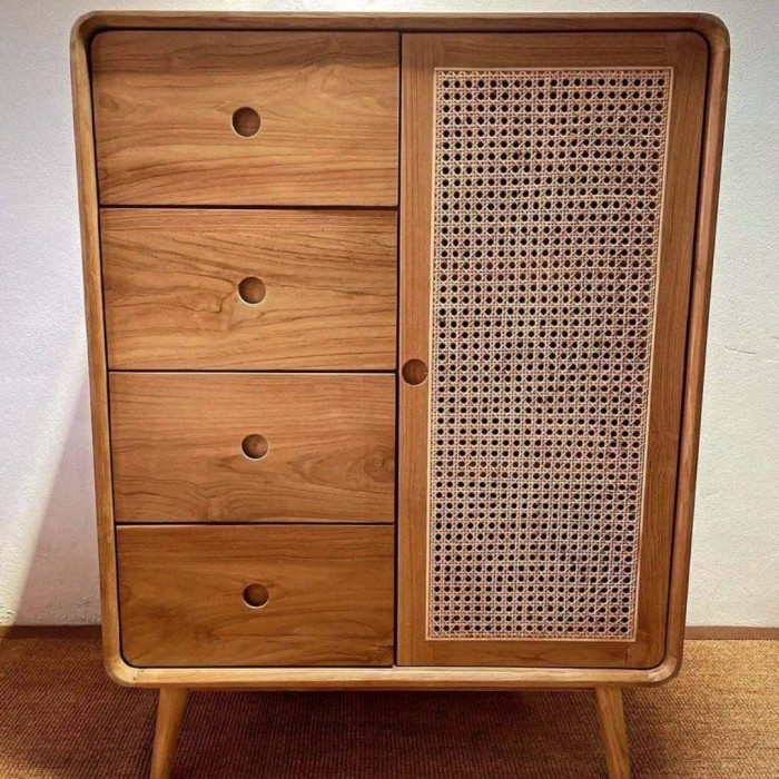 lemari rak dapur rotan kayu jati, lemari rak sepatu rotan kayu jati