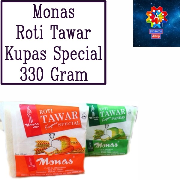 

Monas Roti Tawar Kupas Special 330 Gram Putih Hijau