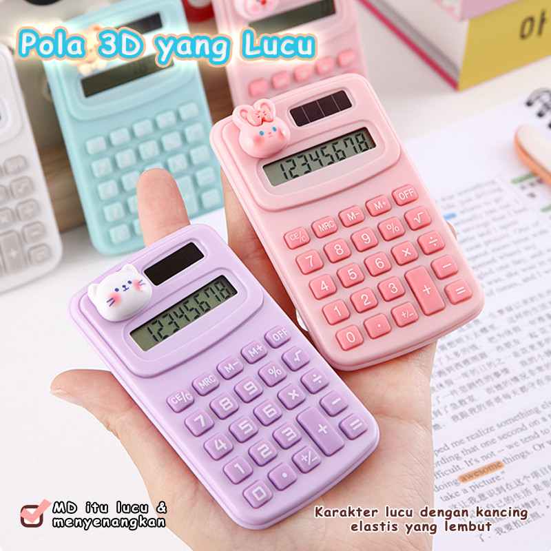 

8 Digit Mini Kalkulator Calculator Portable Desain Kartun Beruang Dengan Tombol Karet Untuk Pelajar