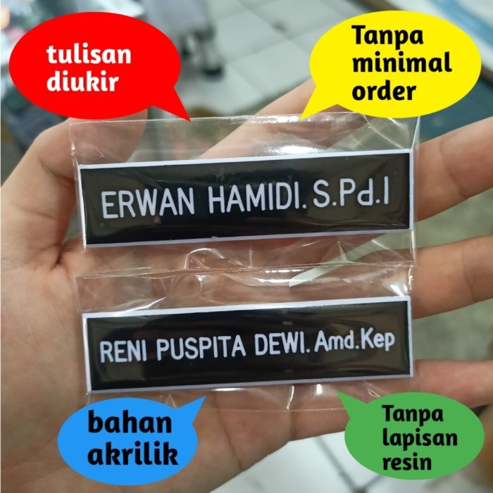 

⭐BISA COD⭐ nametag ukir magnet / pin nama / nama dada ukir / nama bhayangkari resin peniti
