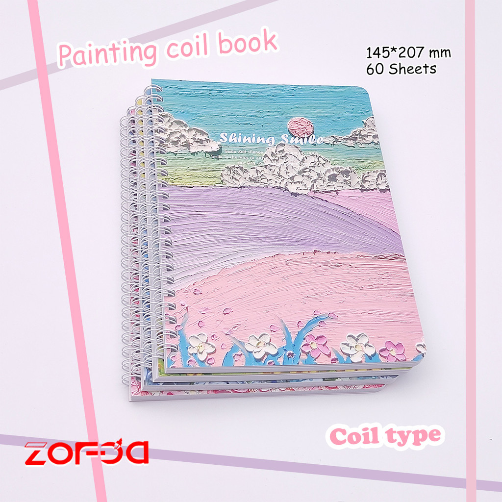 

60 Lembar Notebook A5 1/4 Pcs Buku Diary Aesthetic Buku Jurnal Sekolah Oil Painting Buku Catatan School Stuff Stationery