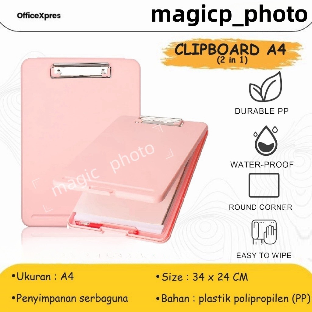 

Clipboard + Storage Alas Papan Ujian / Papan Jalan 2in1 / Clipboard 2 in 1 / Clip Board A4