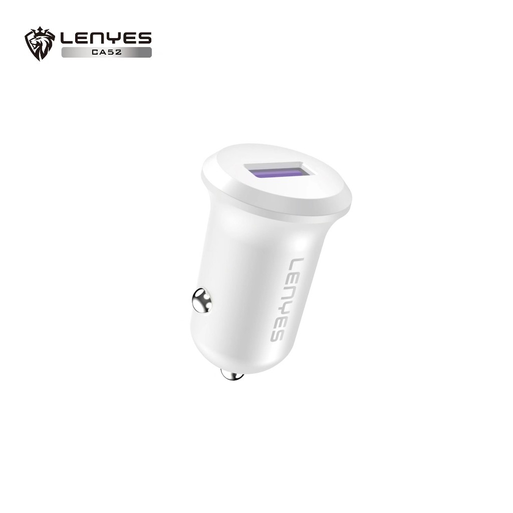 Mini Car Charger LENYES CA52 18W Fast Charging QC3.0 Port USB Adaptor Saver Mobil Untuk HP