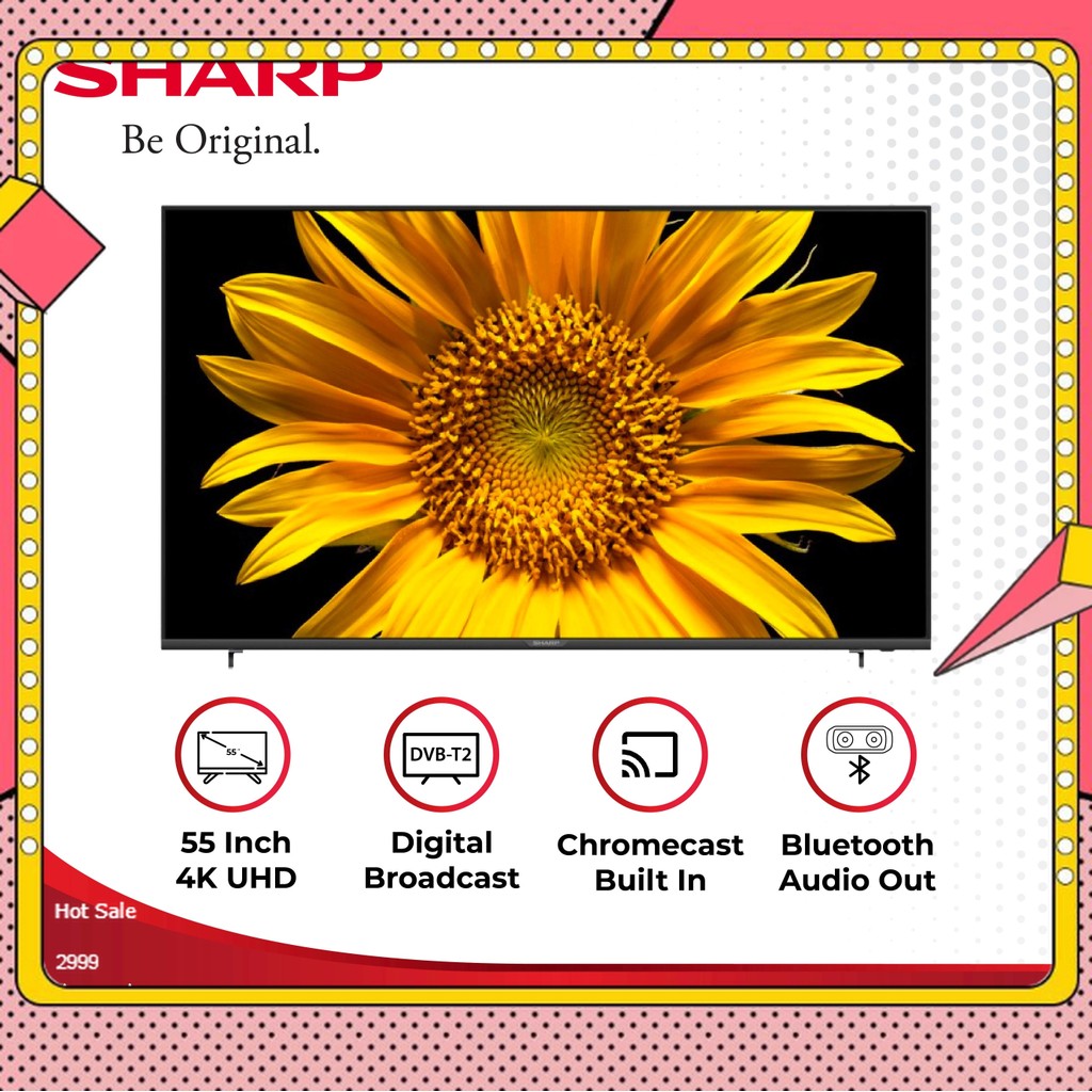 Sharp TV 55 inch Easy Smart TV 4T-C55EJ2X - Hitam