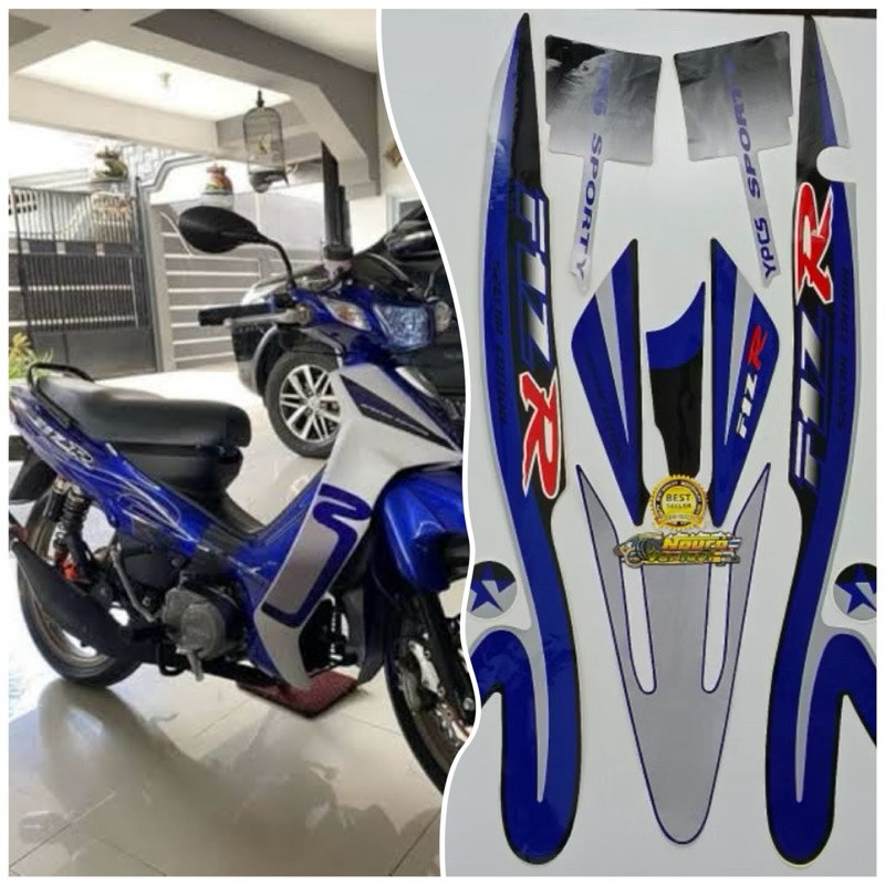 Stiker Striping Lis Les Motor Yamaha F1ZR Fizr Caltex Biru Full Set Lengkap