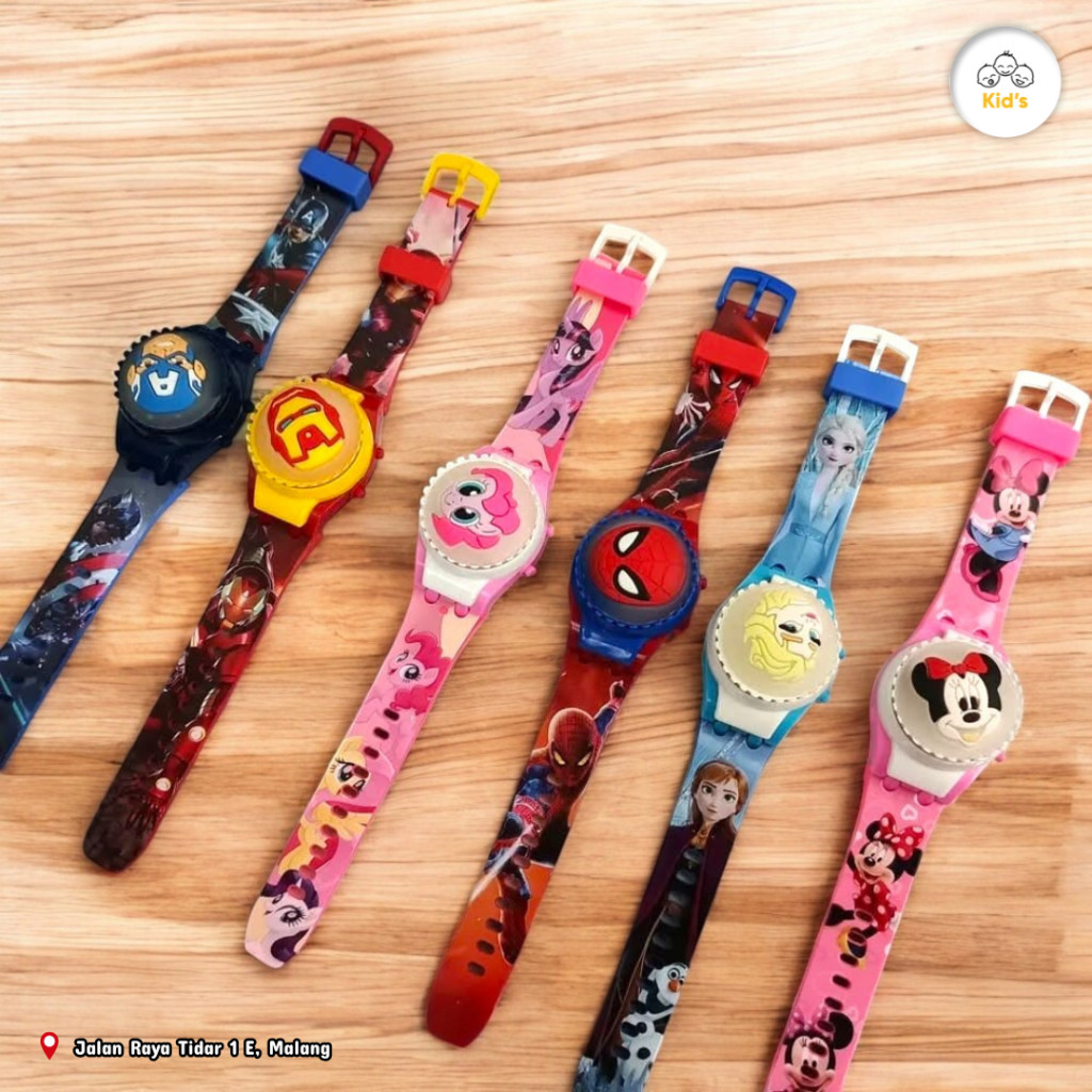 Jam Tangan LED Anak Superhero - Nyala dengan Tombol - JAM TANGAN PENCET LAMPU