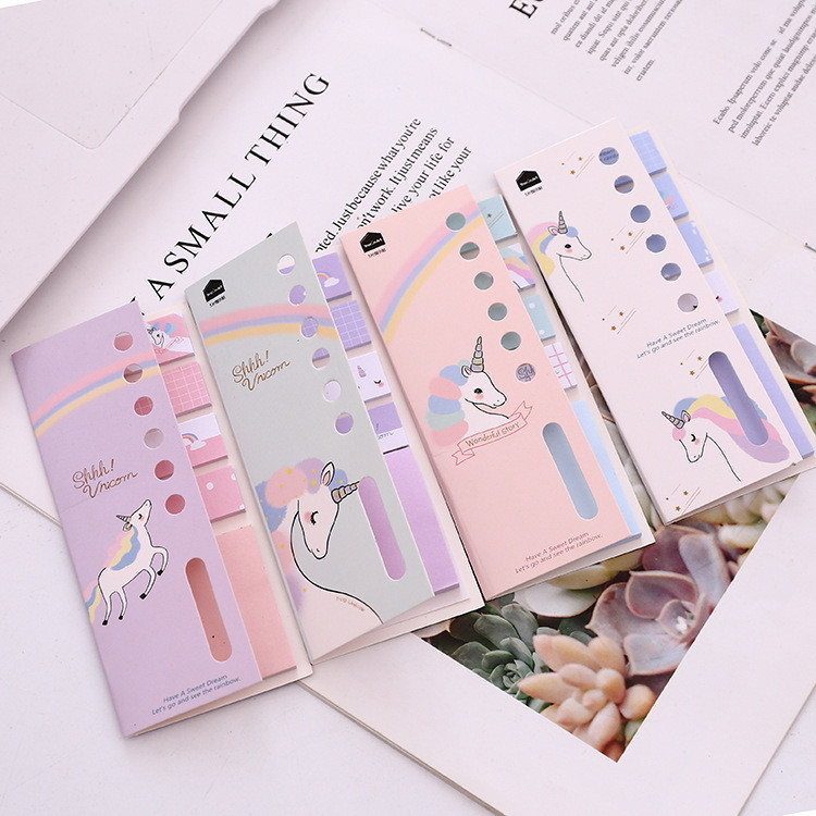 

Kawaii 4+1 Unicorn Memo Pad N Times Sticky Notes Escolar Papelaria School Supply Bookmark Label