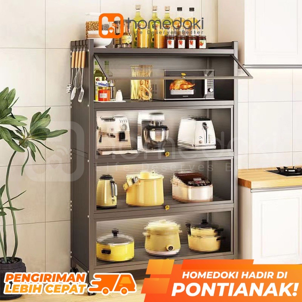 Rak Piring Tertutup / Lemari Piring / Rak Dapur / Rak Susun Serbaguna / Rak Penyimpanan Multi-layer 