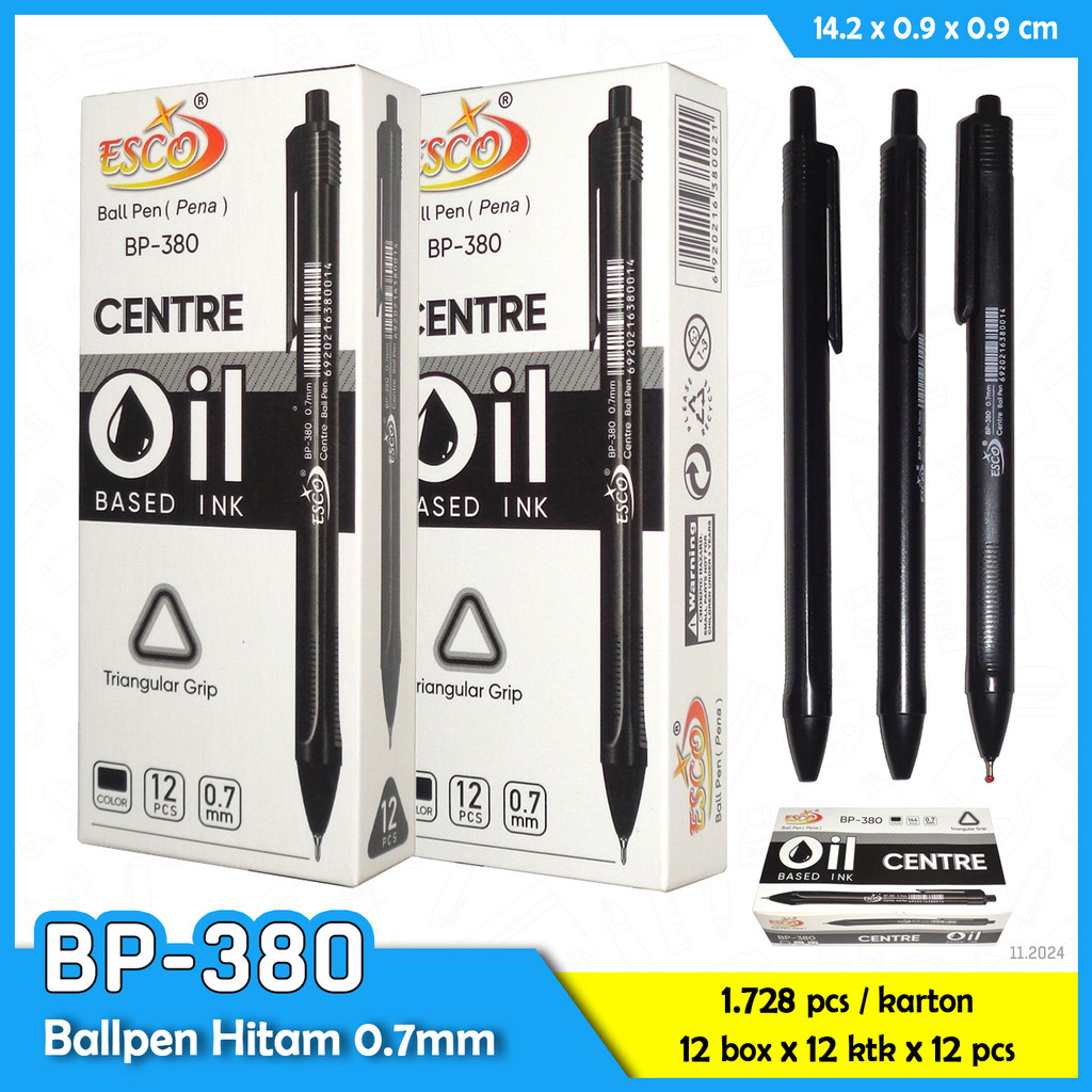 

Pulpen Cetek / Mekanik / Retractable / Cetek 0,7mm ESCO BP-380 / 1 Pax (12 pcs) / Duta Gemilang
