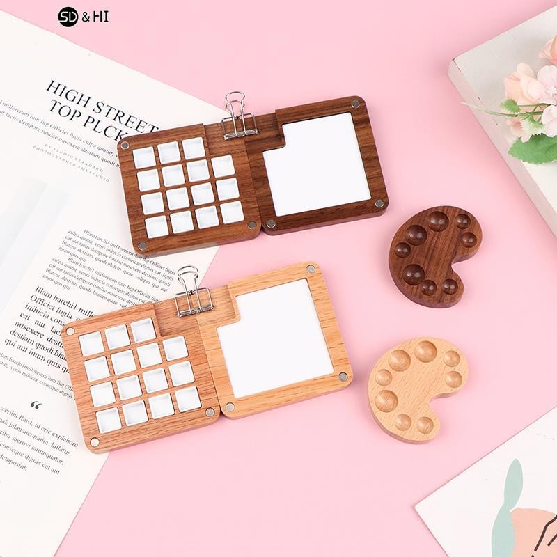 

Empty Wooden Watercolor Palette Style Travel Portable Mini Watercolor Acrylic Paint Box Square Tray Box Art Painting Supplie