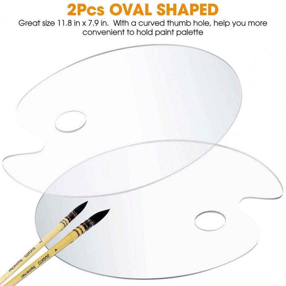 

Acrylic Paint Palette Transparent Non-stick Clear Acrylic Oil Paint PigmentArtist Paint Mixing Palette with Thumb Hole