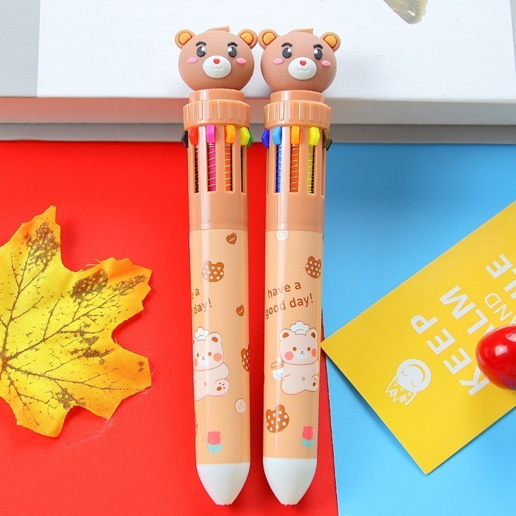 

Pulpen 10 Warna Pena Motih Beruang Pulpen Karakter Teddy Bear 996