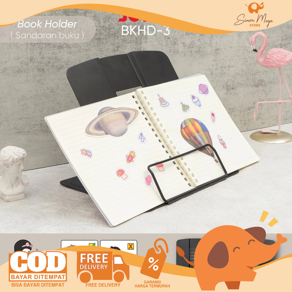 

JOYKO Book Holder BKHD-3 Stand Book Stainless Steel Black - Sandaran Buku Murah