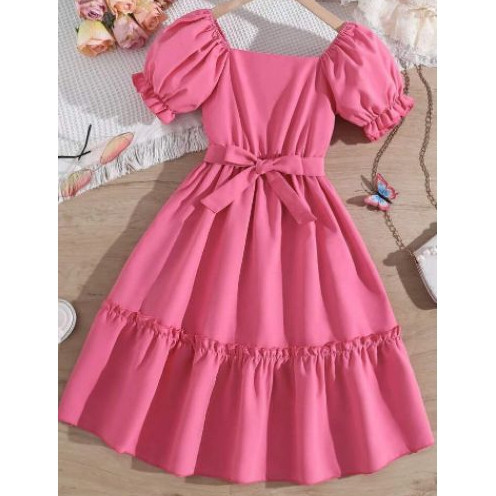 dres anak tangan pendek usia 3-12tahun/dres anak tanggung/gaun pesta anak perempuan/gaun anak/iner a