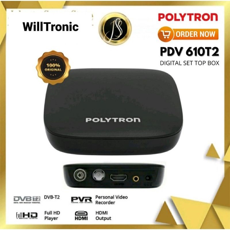 POLYTRON SET TOP BOX PDV 610T2 TV RECEIVER STB SIARAN DIGITAL