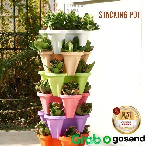 STACKING POT / TANAMAN TETAP RAPI & TERORGANISIR DP - 2 POT & TATAKAN
