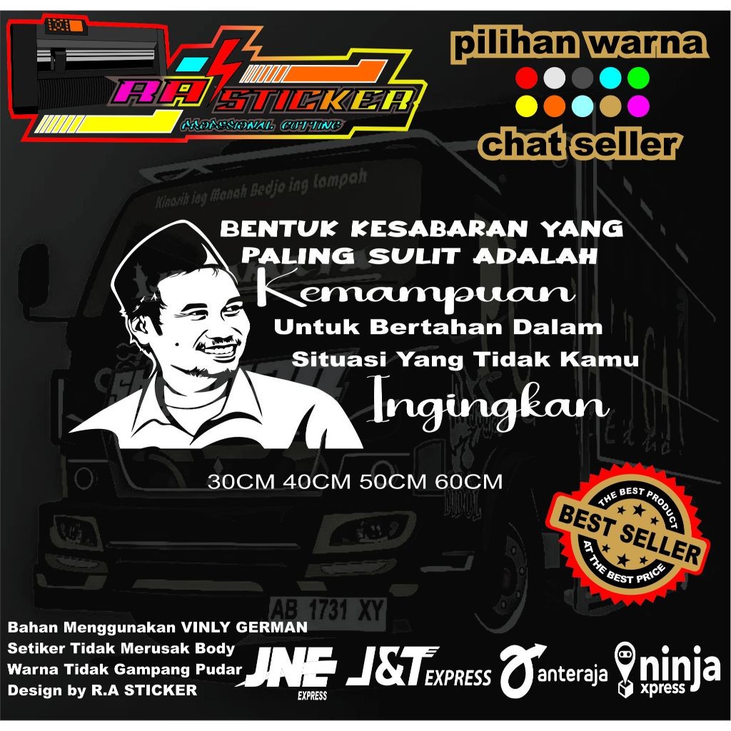 STIKER KACA MOBIL TRUK PICK UP DLL STIKER CUTTING KATA KATA MOTIVASI GUS BAHA
