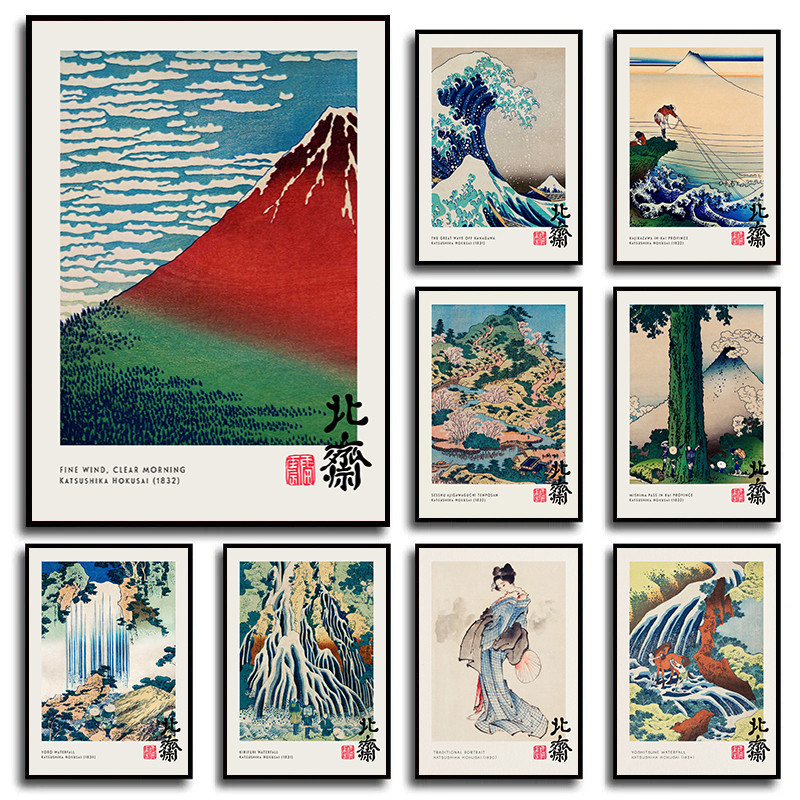 

Vintage Japanese Poster Katsushika Hokusai Canvas Printing The Great Wave Fine Art Wall Decor Exhibition Gallery Prints Decor