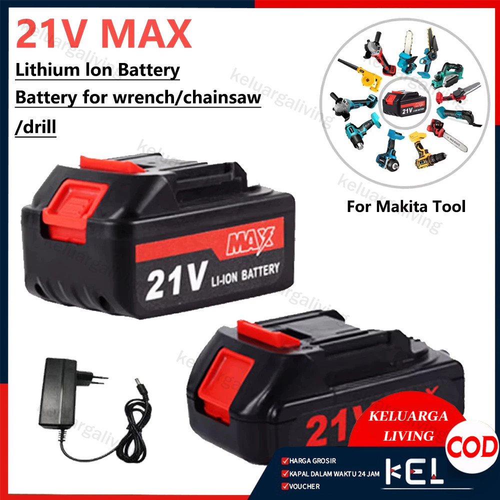 Baterai Bor Tanpa Kabel 21 VF Electric Drill Battery/10 20 Lithium Batteries 21V 18650 High Power El