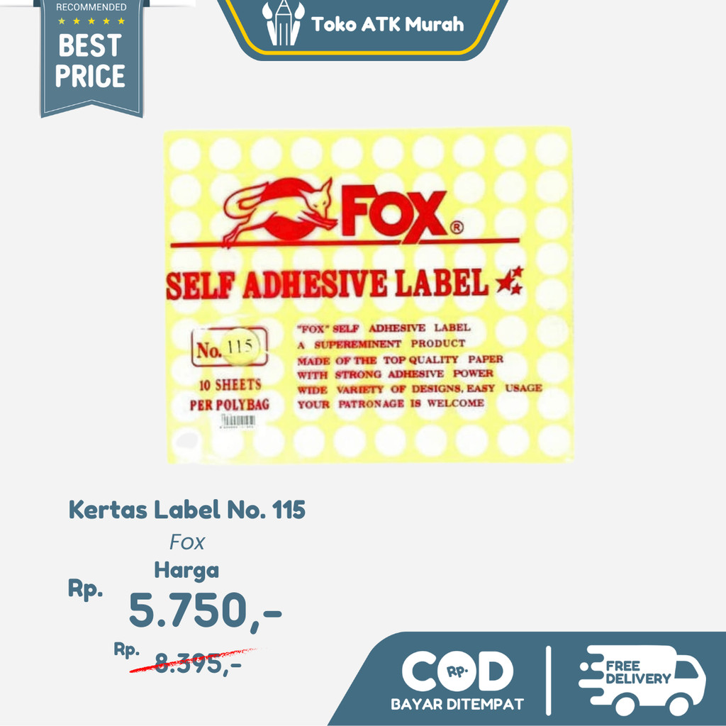 

Kertas Label Stiker Fox No. 115 uk. 17 mm - Label Putih