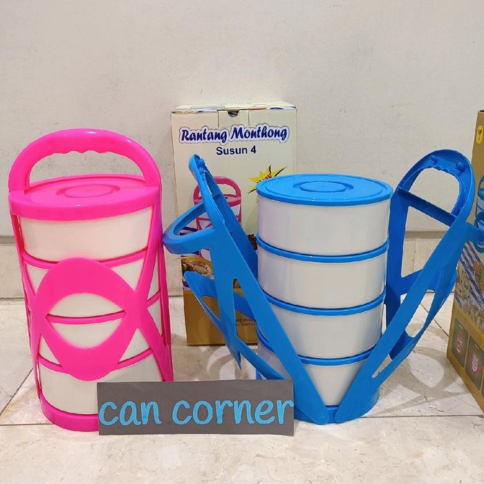 Rantang Monthong Susun 4 / Rantang 4 Susun / Rantang Monthong 4 Susun Hijau Pink Kitchenware rantang