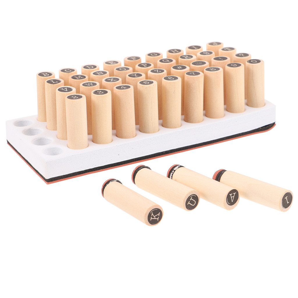 

40 Pcs Diary Alphabet Stamps Letter Cylinder Seal Postage DIY Craft Card Wooden