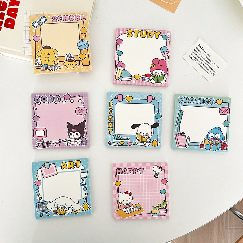 

50sheets Kawaii Memo Pad Sticky Notes Cute Melody Hellokitty Kuromi Stationery Label Student Course Notebook School Supplies