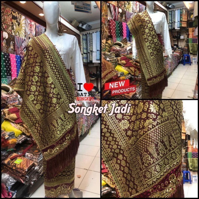 Songket jadi bordir motif 3 siap pakai sutra palembang pengantin batak