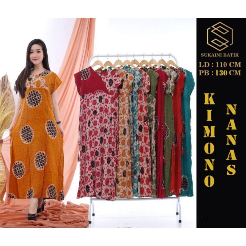 NANTARSHOP SUKAINI BATIK CAP KIMONO NANAS