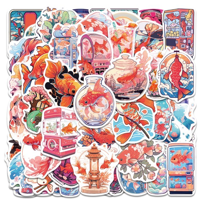

sticker stiker waterproof 50 pcs ikan koi