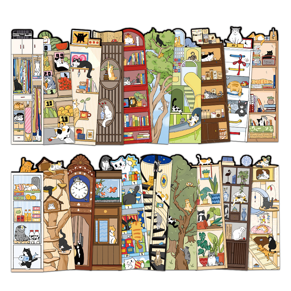 

30PCS Cat World Bookmark Color Reading Page Book Marking Student Creative Gift Decoration Page Marking Cards