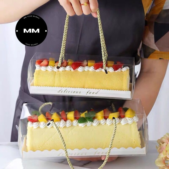

10pcs 27,5x11x9,5cm BOX MIKA TALI bolu gulung mika roll cake panjang