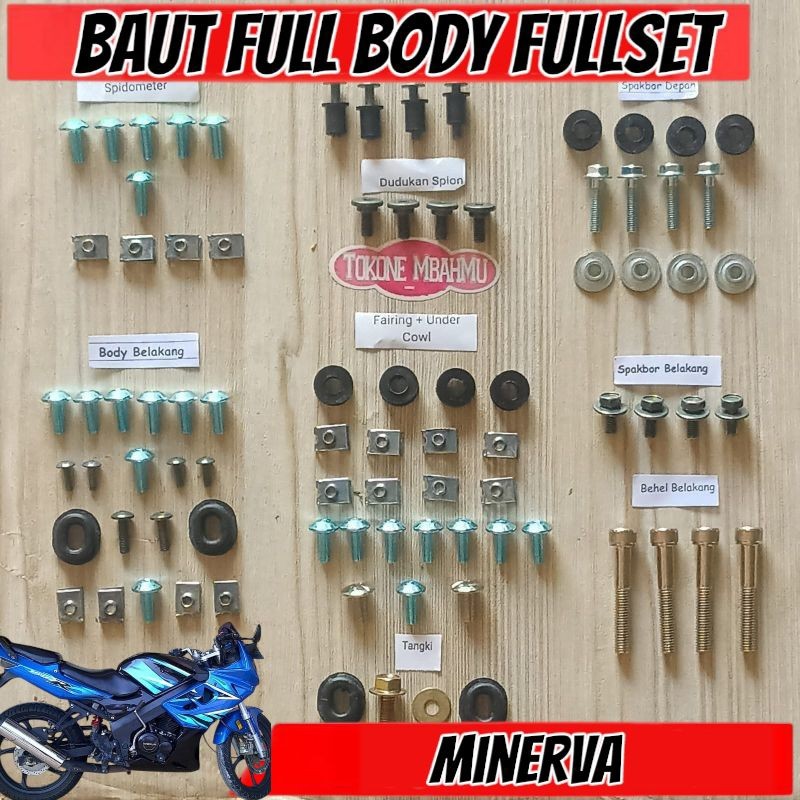 COD Baut Full Set Cover Body Minerva 150 R old / Baut Full Body Minerva Lengkap
