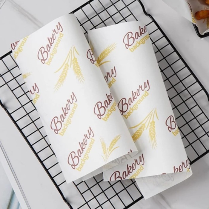 kertas roti motif / wax paper / baking paper motif BAKERY GANDUM. - 20 x 20 cm, 100 PCS