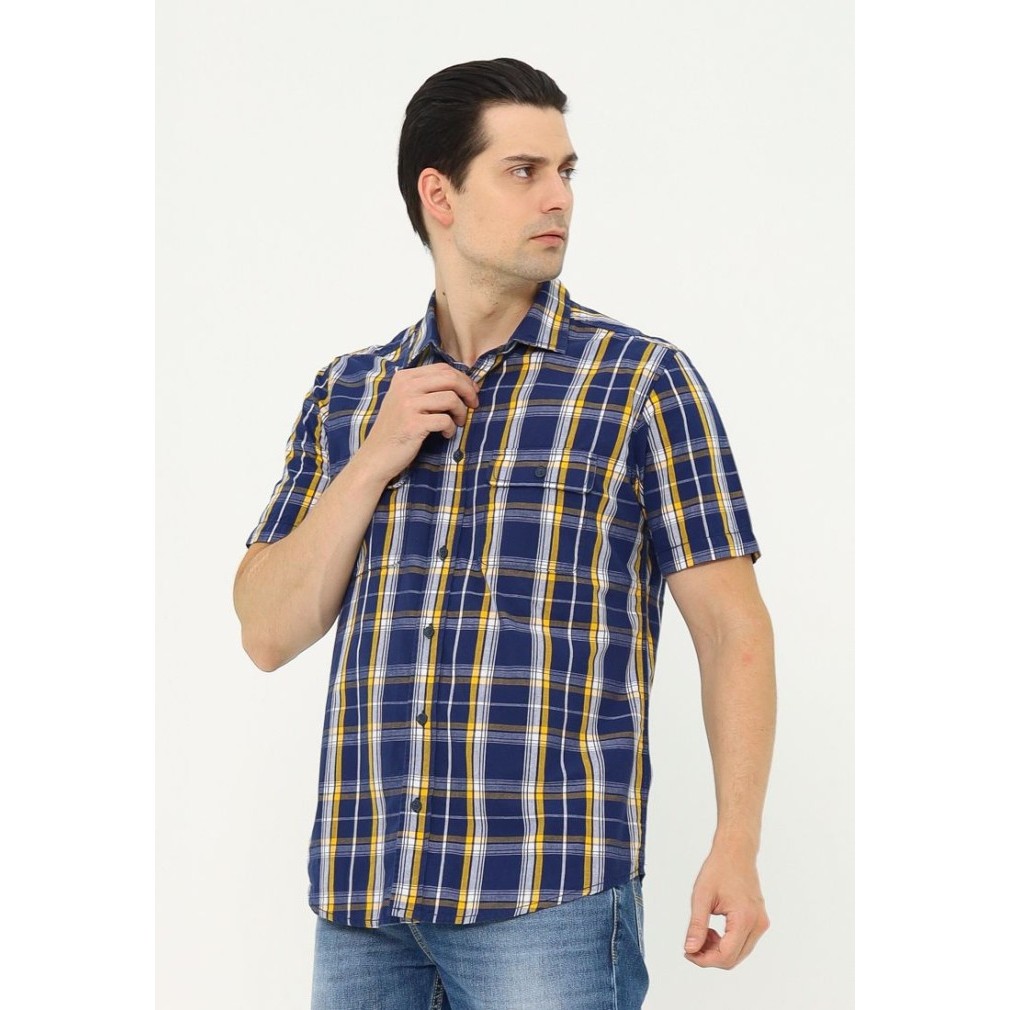 Kemeja Pria Lengan Pendek Lois Jeans Original Kotak-Kotak KLS499