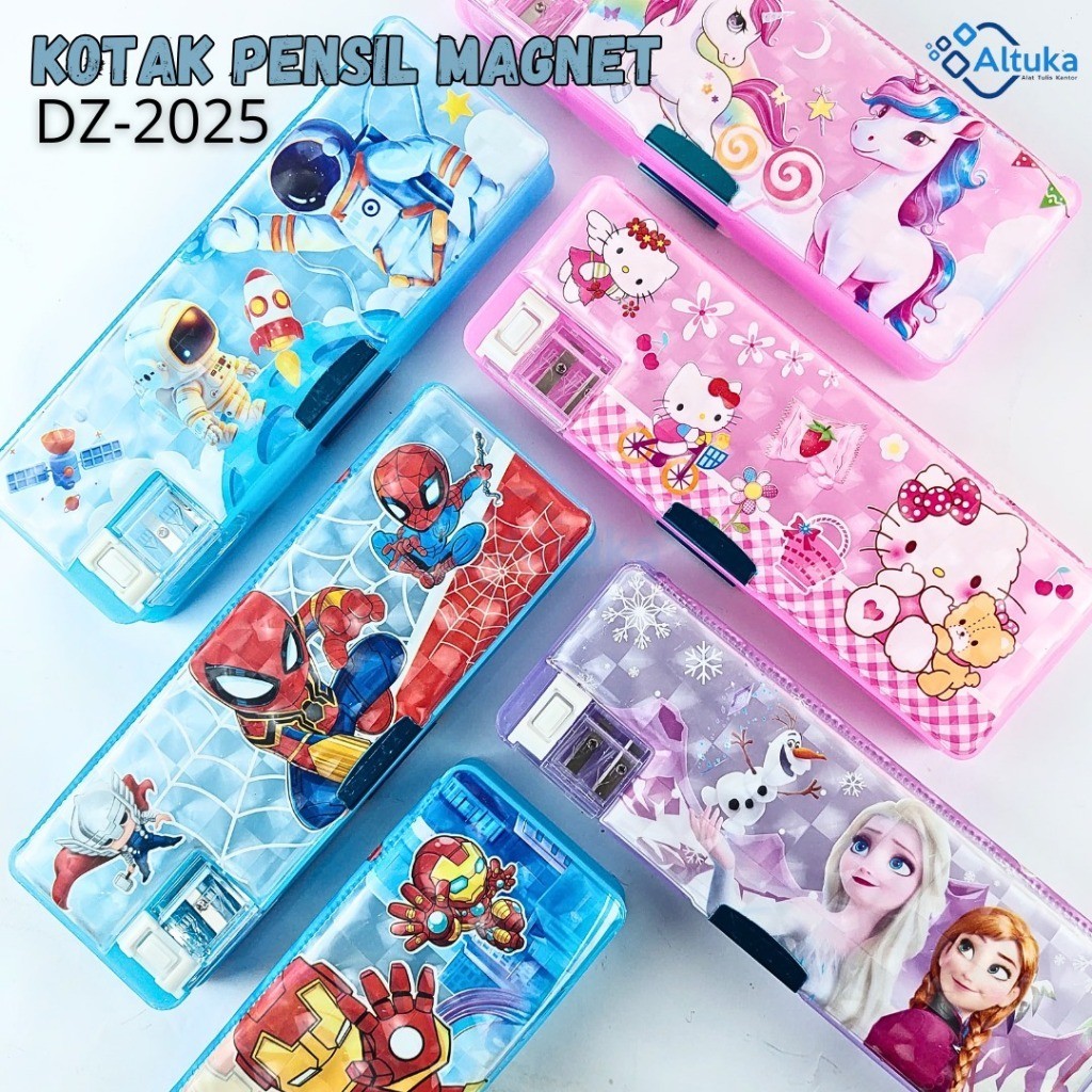 

Tempat Pensil / Kotak Pensil Magnet Karakter / Pencil Case Cover Tansparan + Raut 2 Sisi