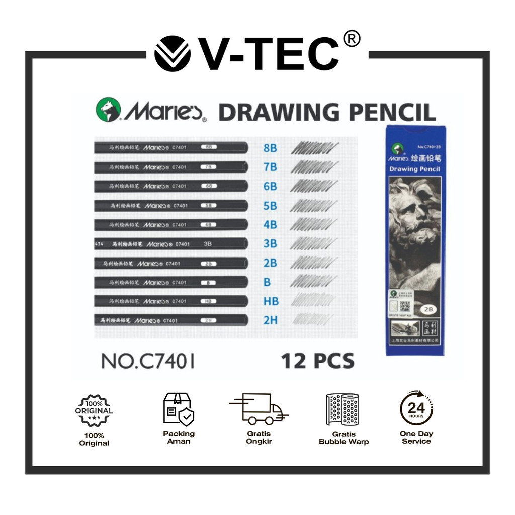 

MARIES DRAWING PENCIL C7401-2B PAK
