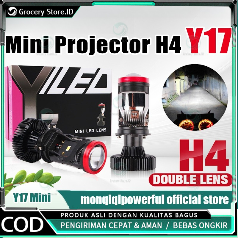 Monqiqi Y17 Mini Projector Lens H4 Double Lenses Lampu LED Headlamp Projie H4 Mini Projector Lens Y1