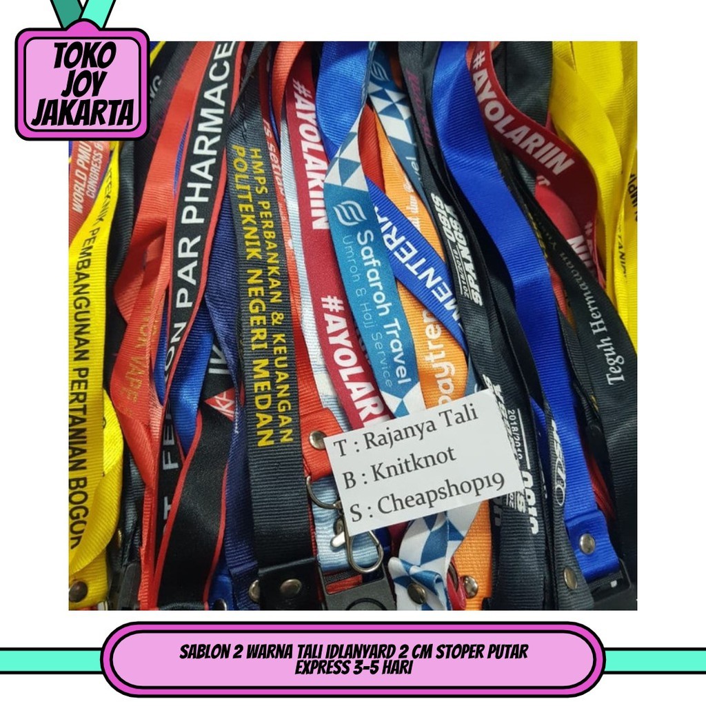 

Sablon 2 warna Tali idlanyard 2 cm stoper putar EXPRESS 3-5 HARI