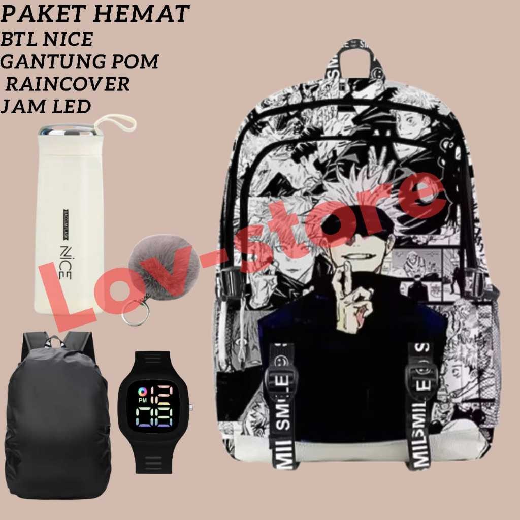 - tas anime tas ransel anak sekolah laki laki pria gambar anime wibu tas anak sekolah SDSMPSMA tas b
