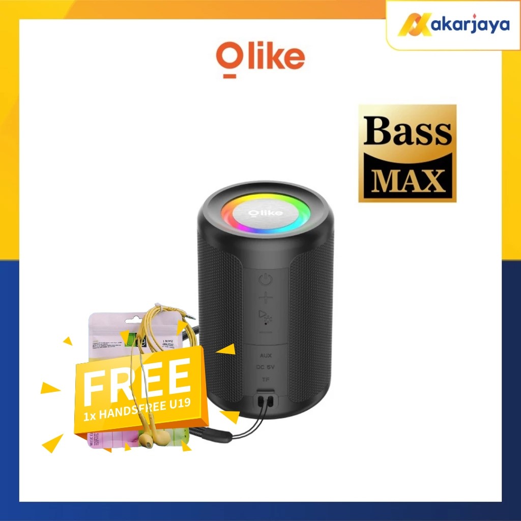 (Free Handsfree U19) Olike SF9 Wireless Portable Bluetooth Speaker BT 5.3 HiFi 1200mAh LED Light Sup