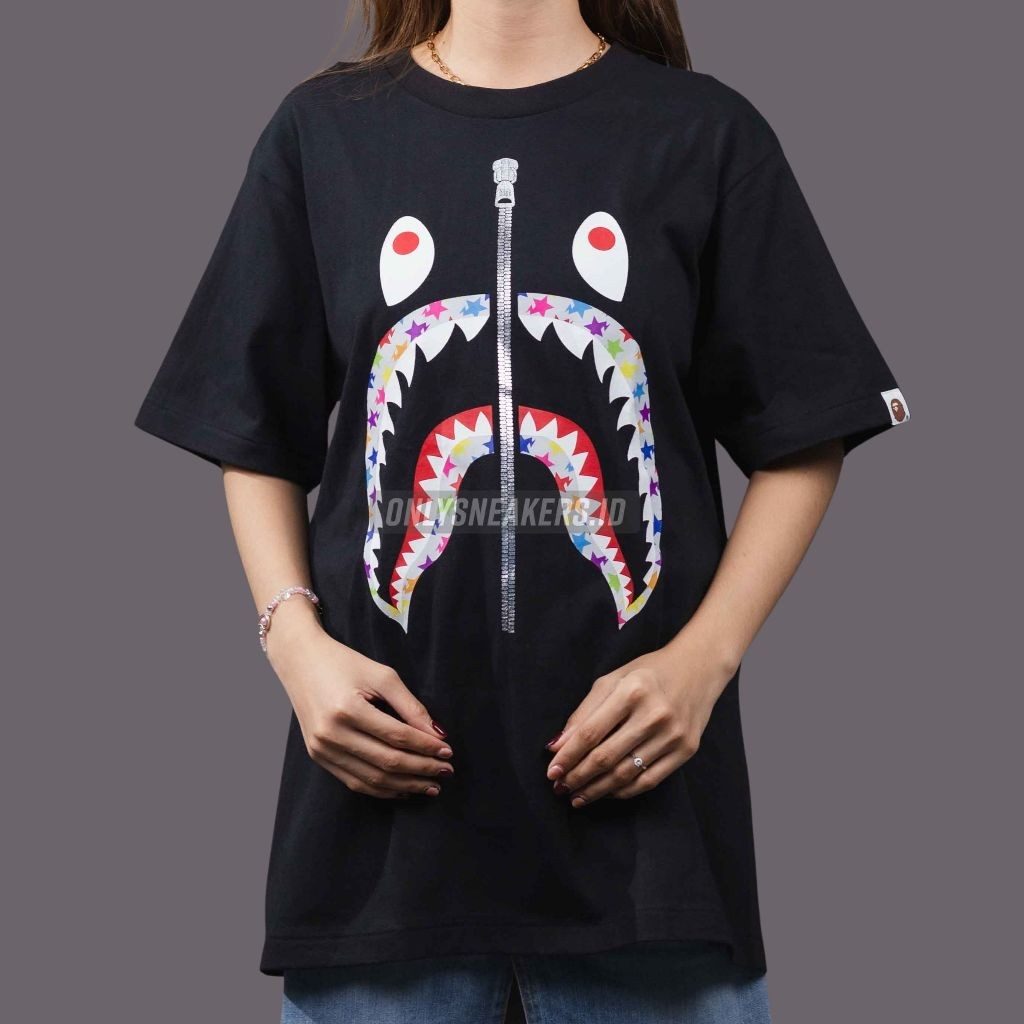 【COD】 BAPE BAPESTA RAINBOW CHECK BLACK TEE